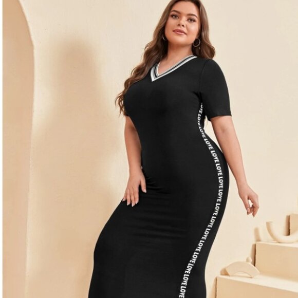 SHEIN -  LOVE Letter Taped Bodycon Dress - Picture 1 of 4
